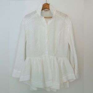 100% Capri Women’s White Peplum Shirt Size XL